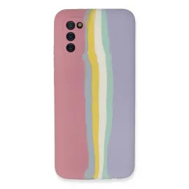 Newface Samsung Galaxy A03S Kılıf Ebruli Lansman Silikon - Pembe-Lila