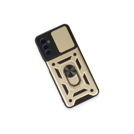 Newface Samsung Galaxy M14 5G Kılıf Pars Lens Yüzüklü Silikon - Gold