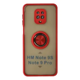 Newface Xiaomi Redmi Note 9 Pro Kılıf Montreal Yüzüklü Silikon Kapak - Kırmızı