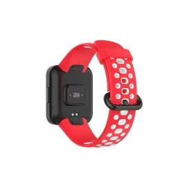 Newface Xiaomi Redmi Watch 2 Spor Delikli Kordon - Kırmızı-Beyaz