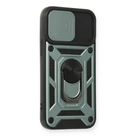 Newface iPhone 11 Kılıf Pars Lens Yüzüklü Silikon - Yeşil