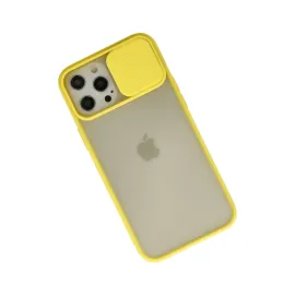 Newface Iphone 12 Pro Max Kılıf Palm Buzlu Kamera Sürgülü Silikon - Sarı