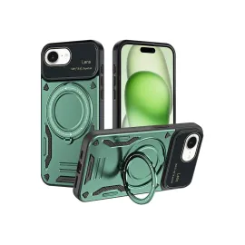 Newface Iphone 16E Kılıf Joy Lens Standlı Kapak - Koyu Yeşil