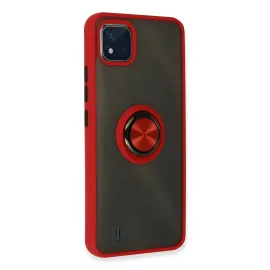 Newface Realme C11 2021 Kılıf Montreal Yüzüklü Silikon Kapak - Kırmızı