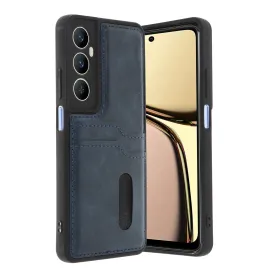 Newface Realme C65 Sara Kartvizitli Deri Kılıf - Lacivert