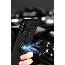 Newface Samsung Galaxy A11 Kılıf Range Yüzüklü Silikon - Kırmızı