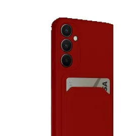 Newface Samsung Galaxy S24 Fe Kılıf Kelvin Kartvizitli Silikon - Kırmızı