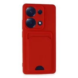 Newface Xiaomi Redmi Note 13 Pro 4G Kılıf Kelvin Kartvizitli Silikon - Kırmızı