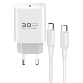 Konfulon C87C 30W Type-C Çıkışlı Ekstra Dl51 1M Type-C To Type-C Kablolu Pd Şarj Cihazı - Beyaz