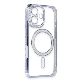 Newface Iphone 16 Kılıf Joke Simli Magneticsafe Kılıf - Mavi