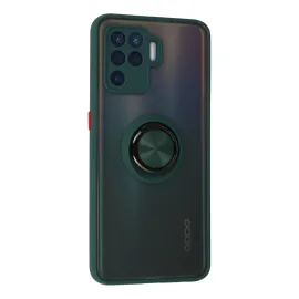 Newface Oppo Reno 5 Lite Kılıf Montreal Yüzüklü Silikon Kapak - Yeşil