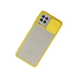 Newface Samsung Galaxy A22 Kılıf Palm Buzlu Kamera Sürgülü Silikon - Sarı