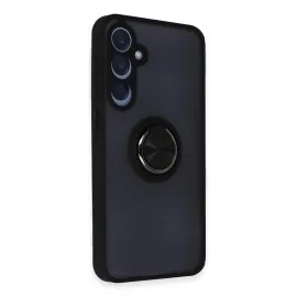 Newface Samsung Galaxy A25 5G Kılıf Montreal Yüzüklü Silikon Kapak - Siyah