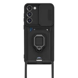 Newface Samsung Galaxy S23 Plus Kılıf Zuma Kartvizitli Yüzüklü Silikon - Siyah