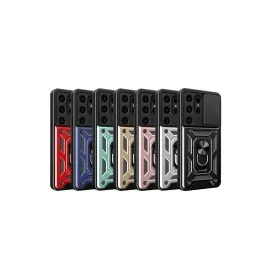 Newface Samsung Galaxy S24 Ultra Kılıf Pars Lens Yüzüklü Silikon - Siyah