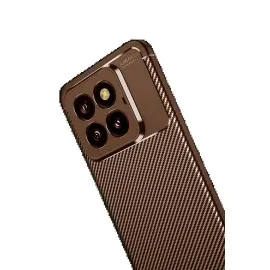 Newface Xiaomi Mi 14T Pro Kılıf Auto Focus Karbon Kapak - Kahverengi