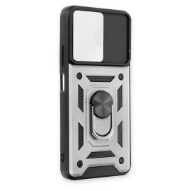 Newface Xiaomi Redmi Note 11T Kılıf Pars Lens Yüzüklü Silikon - Gümüş