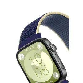 Newface Huawei Fit 4 Hasırlı Cırtcırtlı Kordon - Sarı-Lacivert