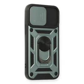 Newface Iphone 12 Mini Kılıf Pars Lens Yüzüklü Silikon - Yeşil