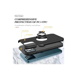 Newface Iphone 12 Pro Max Kılıf Elit Yüzüklü Kapak - Siyah