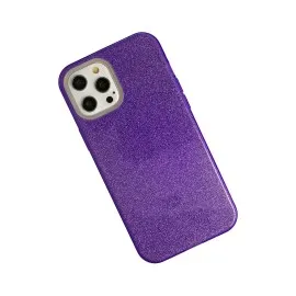 Newface Iphone 12 Pro Max Kılıf Simli Katmanlı Silikon - Mor