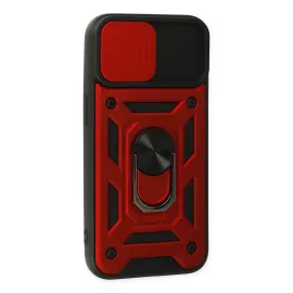 Newface Iphone 14 Kılıf Pars Lens Yüzüklü Silikon - Kırmızı