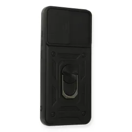 Newface Samsung Galaxy A02S Kılıf Pars Lens Yüzüklü Silikon - Siyah