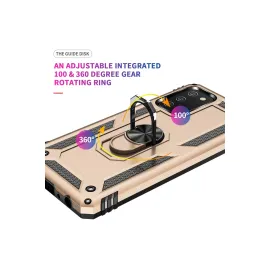 Newface Samsung Galaxy A03S Kılıf Sofya Yüzüklü Silikon Kapak - Gold