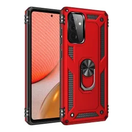 Newface Samsung Galaxy A72 Kılıf Sofya Yüzüklü Silikon Kapak - Kırmızı