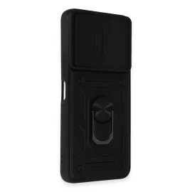 Newface Vivo Y35 Kılıf Pars Lens Yüzüklü Silikon - Siyah