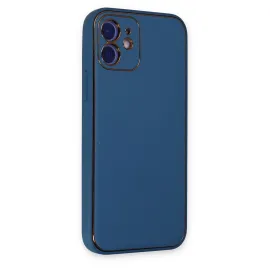 Newface Iphone 12 Kılıf Coco Deri Silikon Kapak - Açık Mavi