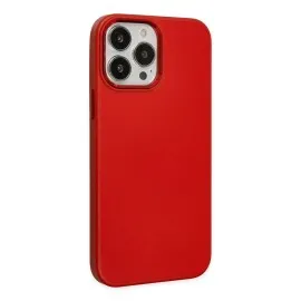 Newface Iphone 13 Pro Kılıf Asya Deri Silikon - Kırmızı