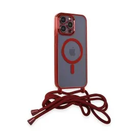 Newface Iphone 14 Pro Max Kılıf Divo Lazer Askılı Magsafe Kapak - Kırmızı