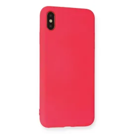 Newface Iphone Xs Max Kılıf Nano Içi Kadife Silikon - Koyu Pembe