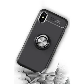 Newface Iphone Xs Max Kılıf Range Yüzüklü Silikon - Siyah-Gold