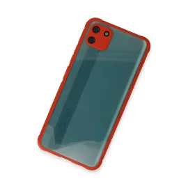 Newface Realme C11 Kılıf Miami Şeffaf Silikon - Kırmızı