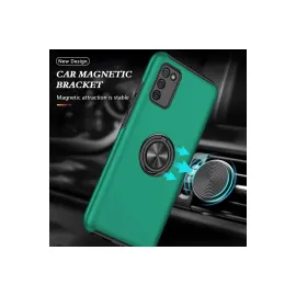 Newface Samsung Galaxy A02S Kılıf Elit Yüzüklü Kapak - Yeşil