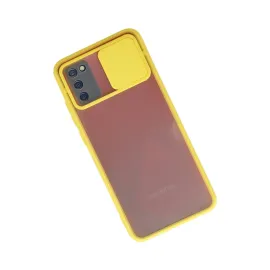 Newface Samsung Galaxy A02S Kılıf Palm Buzlu Kamera Sürgülü Silikon - Sarı