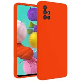 Newface Samsung Galaxy A31 Kılıf Nano Içi Kadife Silikon - Turuncu