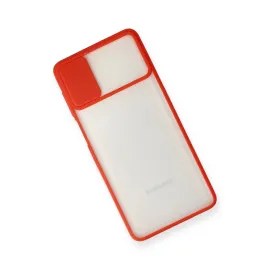 Newface Samsung Galaxy M51 Kılıf Palm Buzlu Kamera Sürgülü Silikon - Kırmızı