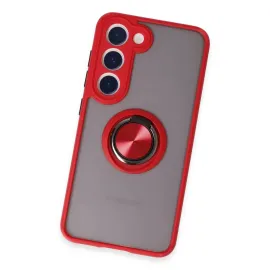 Newface Samsung Galaxy S23 Kılıf Montreal Yüzüklü Silikon Kapak - Kırmızı