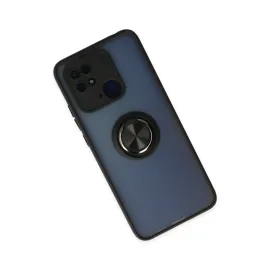 Newface Xiaomi Redmi 10C Kılıf Montreal Yüzüklü Silikon Kapak - Siyah