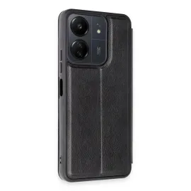 Newface Xiaomi Redmi 13C Kılıf Flip Cover - Siyah