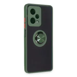 Newface Xiaomi Redmi Note 12 5G Kılıf Montreal Yüzüklü Silikon Kapak - Yeşil