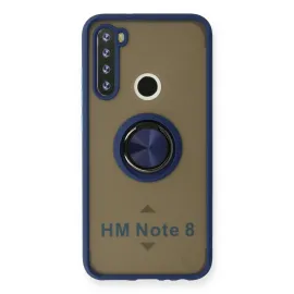 Newface Xiaomi Redmi Note 8 Kılıf Montreal Yüzüklü Silikon Kapak - Lacivert