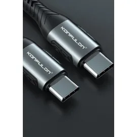 Konfulon Dc43 Type-C To Type-C 1M Örgü 60W Hızlı Şarj Kablo - Yeşil