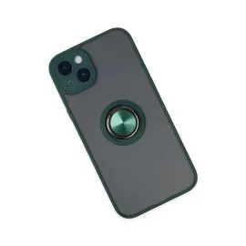 Newface Iphone 14 Kılıf Montreal Yüzüklü Silikon Kapak - Yeşil