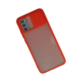 Newface Samsung Galaxy A02S Kılıf Palm Buzlu Kamera Sürgülü Silikon - Kırmızı