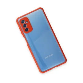 Newface Samsung Galaxy M52 5G Kılıf Miami Şeffaf Silikon - Kırmızı