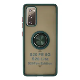 Newface Samsung Galaxy S20 Fe Kılıf Montreal Yüzüklü Silikon Kapak - Yeşil